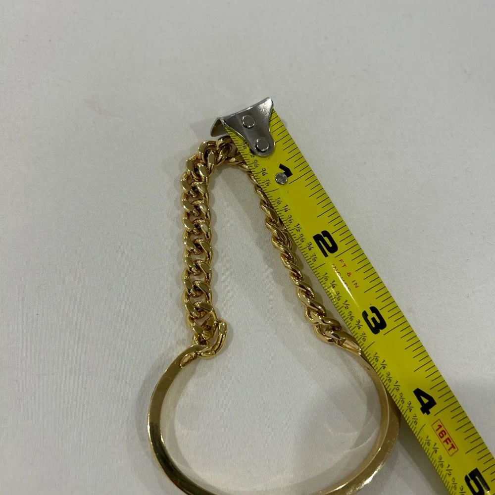 💰PRICE ⬇️•HENRI BENDEL New York • Gold Bangle w/ Chain Attached • - Picture 6 of 10